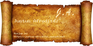 Justus Afrodité névjegykártya